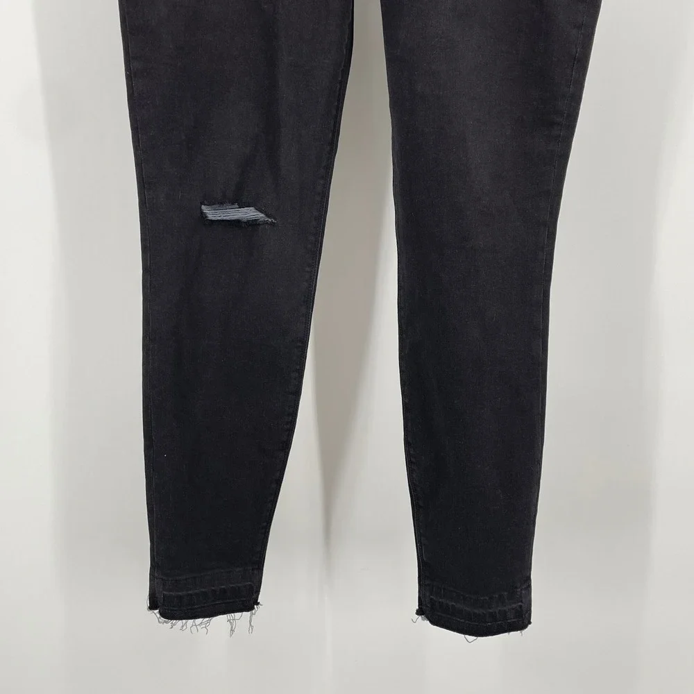 Spanx Black Distressed Skinny Jeans Pull On High Waist Frayed Hem Womens XL TG‎